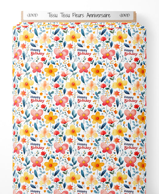 Tissu - Tissu Fleurs Anniversaire