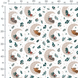 Tissu - Animaux sur croissants de lune