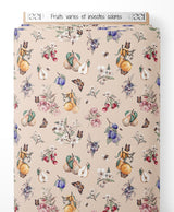 Tissu - Fruits variés et insectes colorés