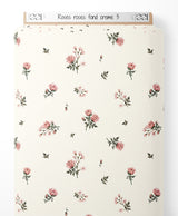 Tissu - Roses roses sur fond crème 3