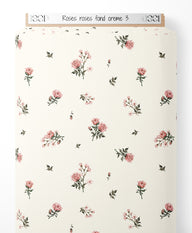 Tissu - Roses roses sur fond crème 3