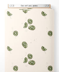 Tissu - Kiwi vert avec graines