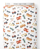 Tissu - Véhicules rouges et noirs