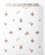 Tissu - Sucre d'orge et feuilles blanches