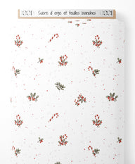 Tissu - Sucre d'orge et feuilles blanches