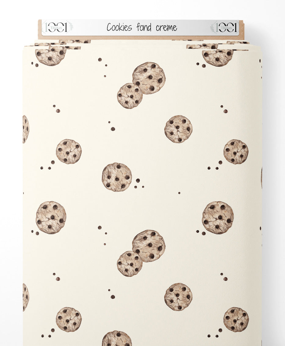 Tissu - Cookies sur fond crème