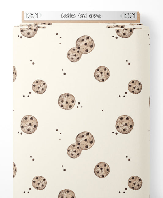Tissu - Cookies sur fond crème