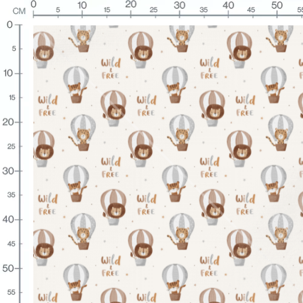 Tissu - Animaux joyeux en montgolfières