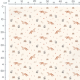 Tissu - Renards gris et lapins crème