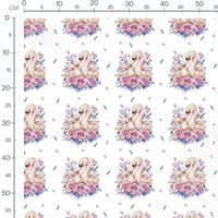 Tissu - Cygnes et roses pastel