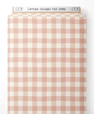 Tissu - Carreaux classiques rose crème