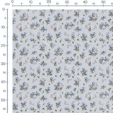 Tissu - Roses bleues sur fond gris