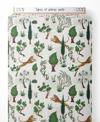Tissu - Tigres et arbres verts