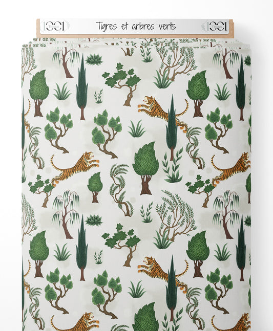 Tissu - Tigres et arbres verts