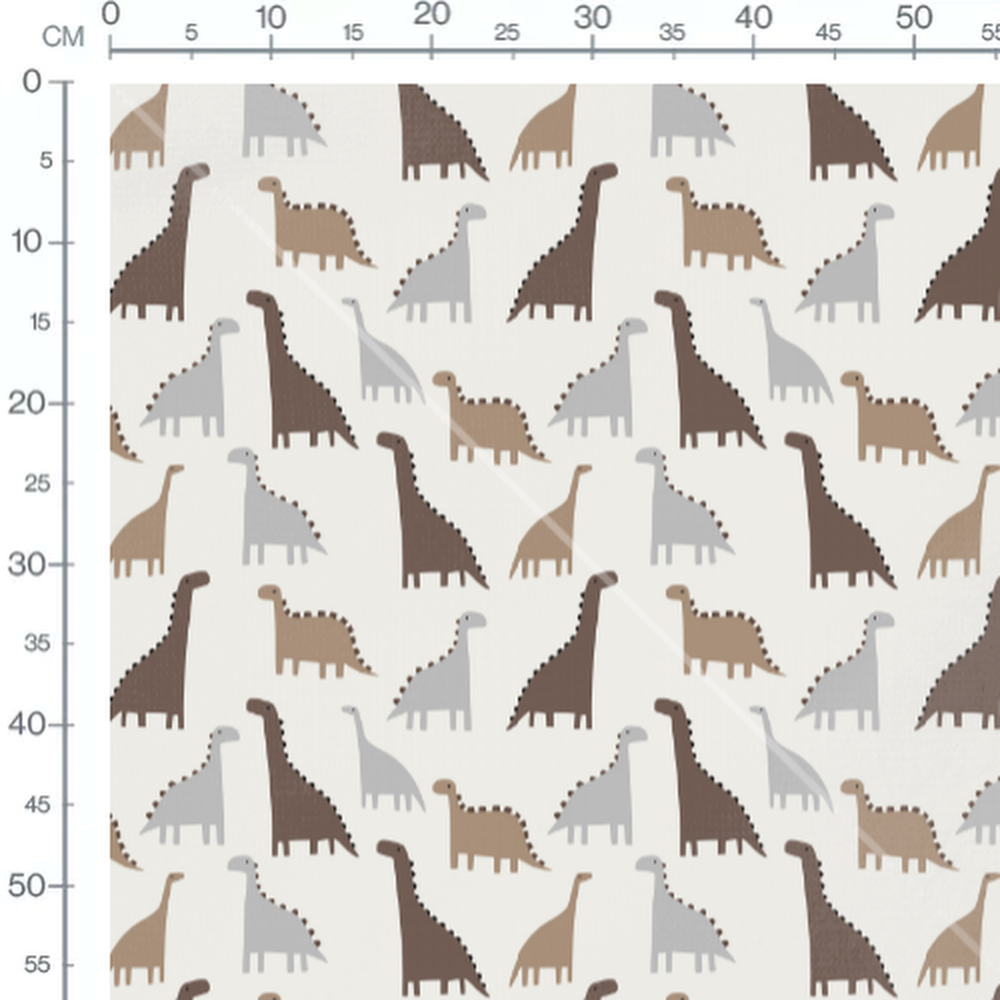 Tissu - Dinosaures marron et gris