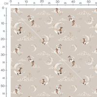 Tissu - Animaux ailés sur fond beige