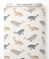Tissu - Baleines aquarelle pastel
