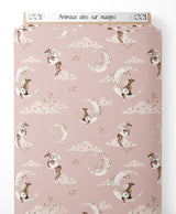 Tissu - Animaux ailés sur nuages