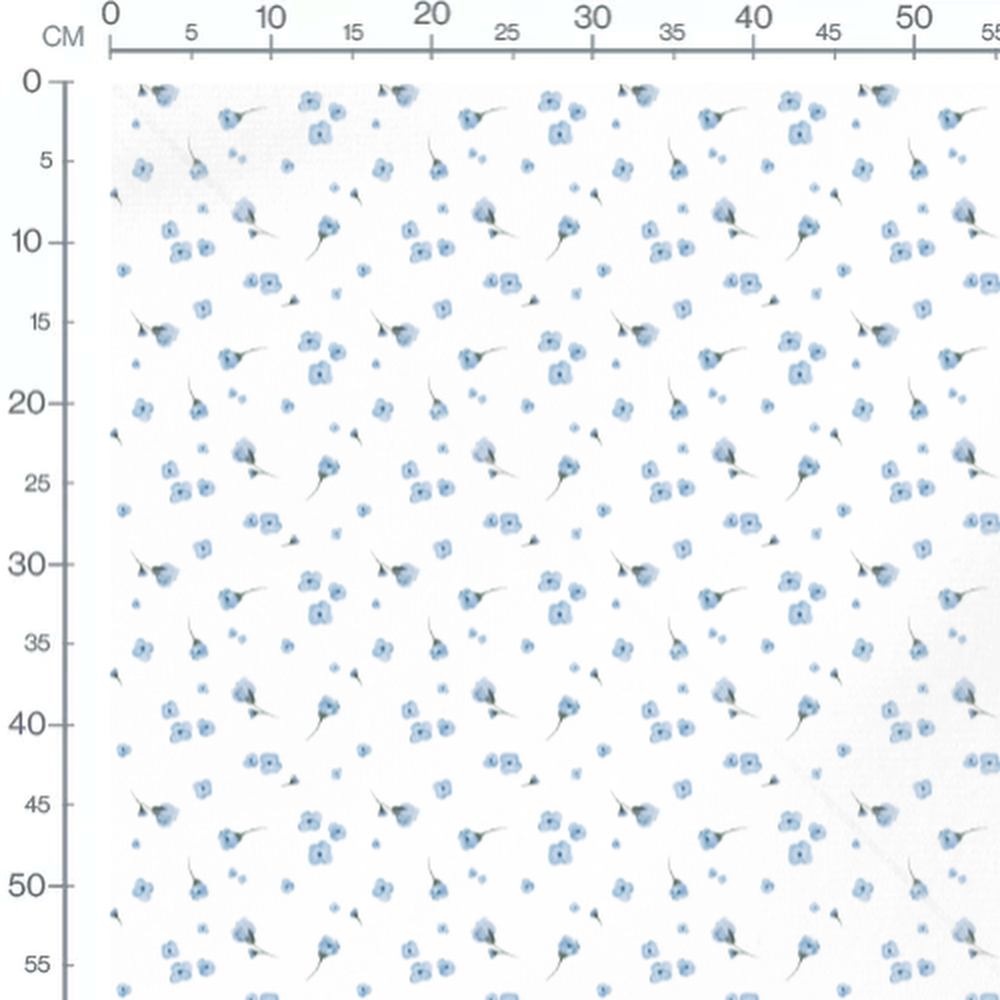 Tissu - Petites fleurs bleues aquarelle