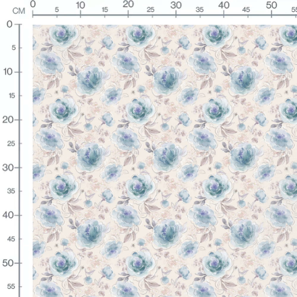 Tissu - Fleurs bleues et violettes doux