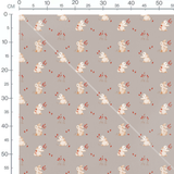 Tissu - Lapins avec branches rouges