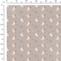 Tissu - Lapins avec branches rouges