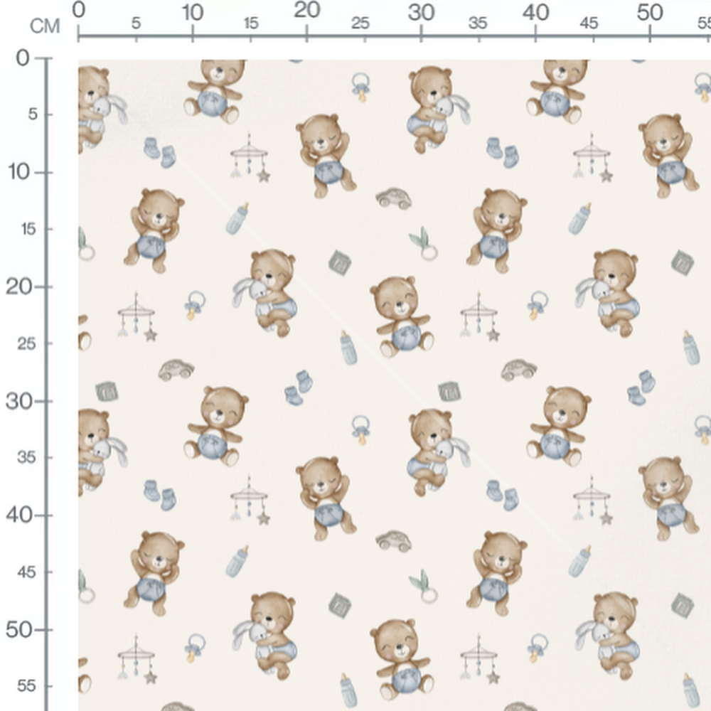 Tissu - Oursons bruns sur fond crème