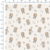 Tissu - Oursons bruns sur fond crème