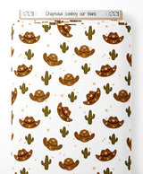 Tissu - Chapeaux cowboy sur blanc