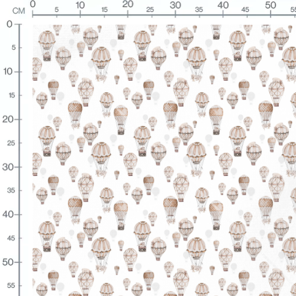 Tissu - Montgolfières beige et animaux