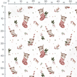 Tissu - Oursons dans chaussettes rouges