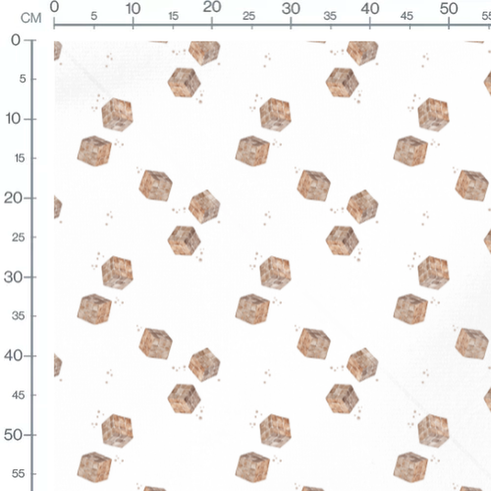 Tissu - Cubes aquarelle marron