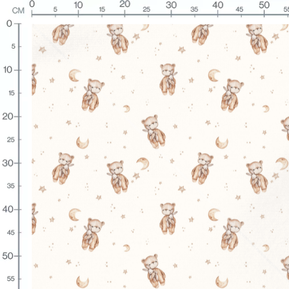 Tissu - Oursons et lunes beige