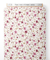 Tissu - Fleurs roses et brunes variées