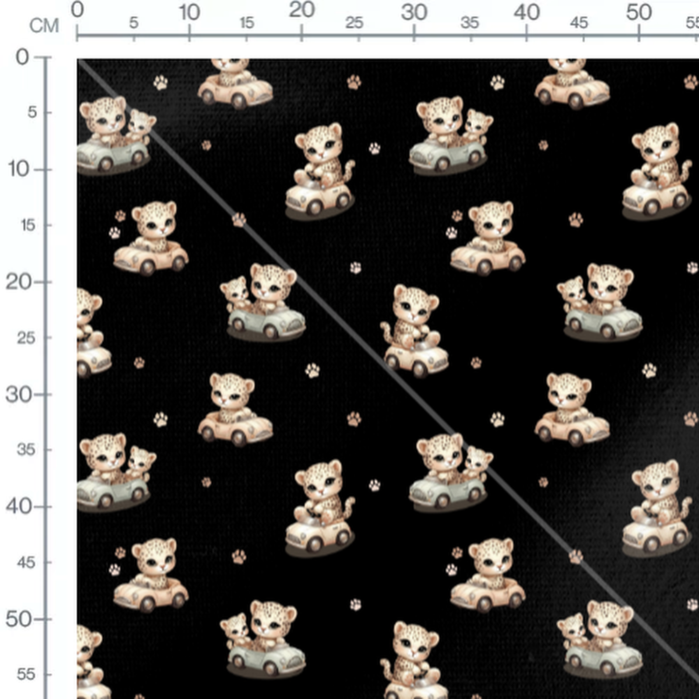 Tissu - Léopards en voitures