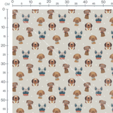 Tissu - Chiens avec lunettes et nœuds