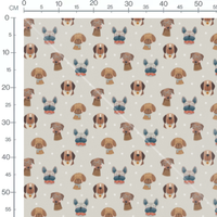 Tissu - Chiens avec lunettes et nœuds