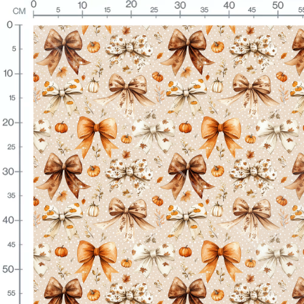 Tissu - Nœuds et citrouilles automnales