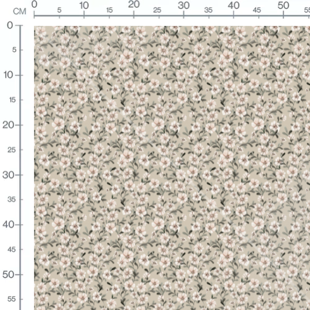 Tissu - Fleurs roses délicates vertes