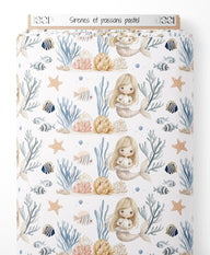 Tissu - Sirènes et poissons pastel