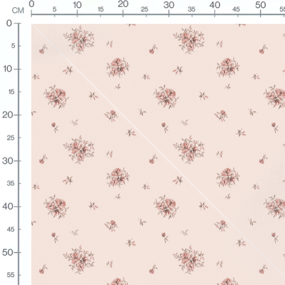 Tissu - Roses roses et petits bourgeons