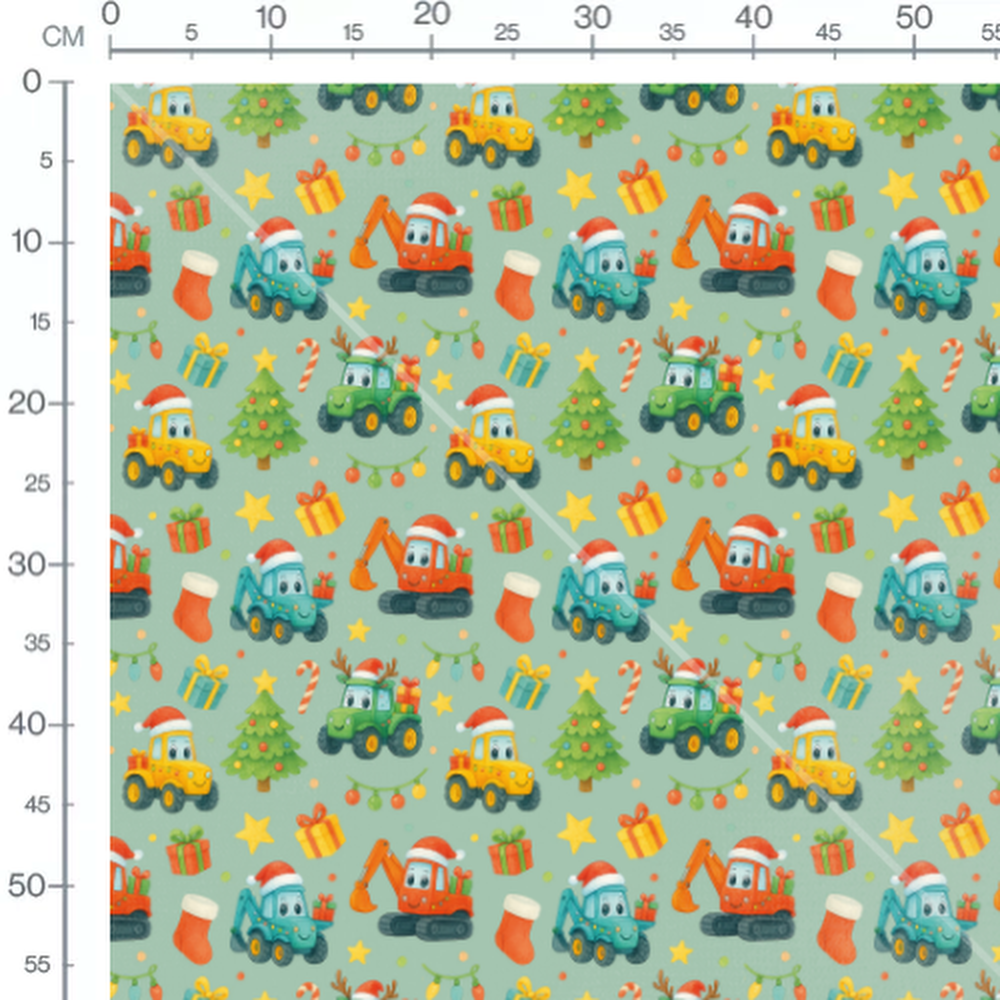 Tissu - Véhicules de Noël joyeux