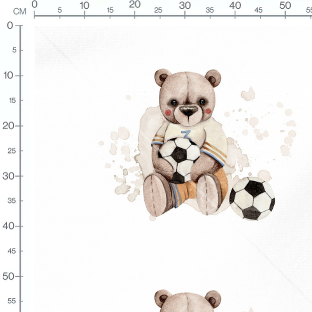Tissu - Ourson avec ballon de foot