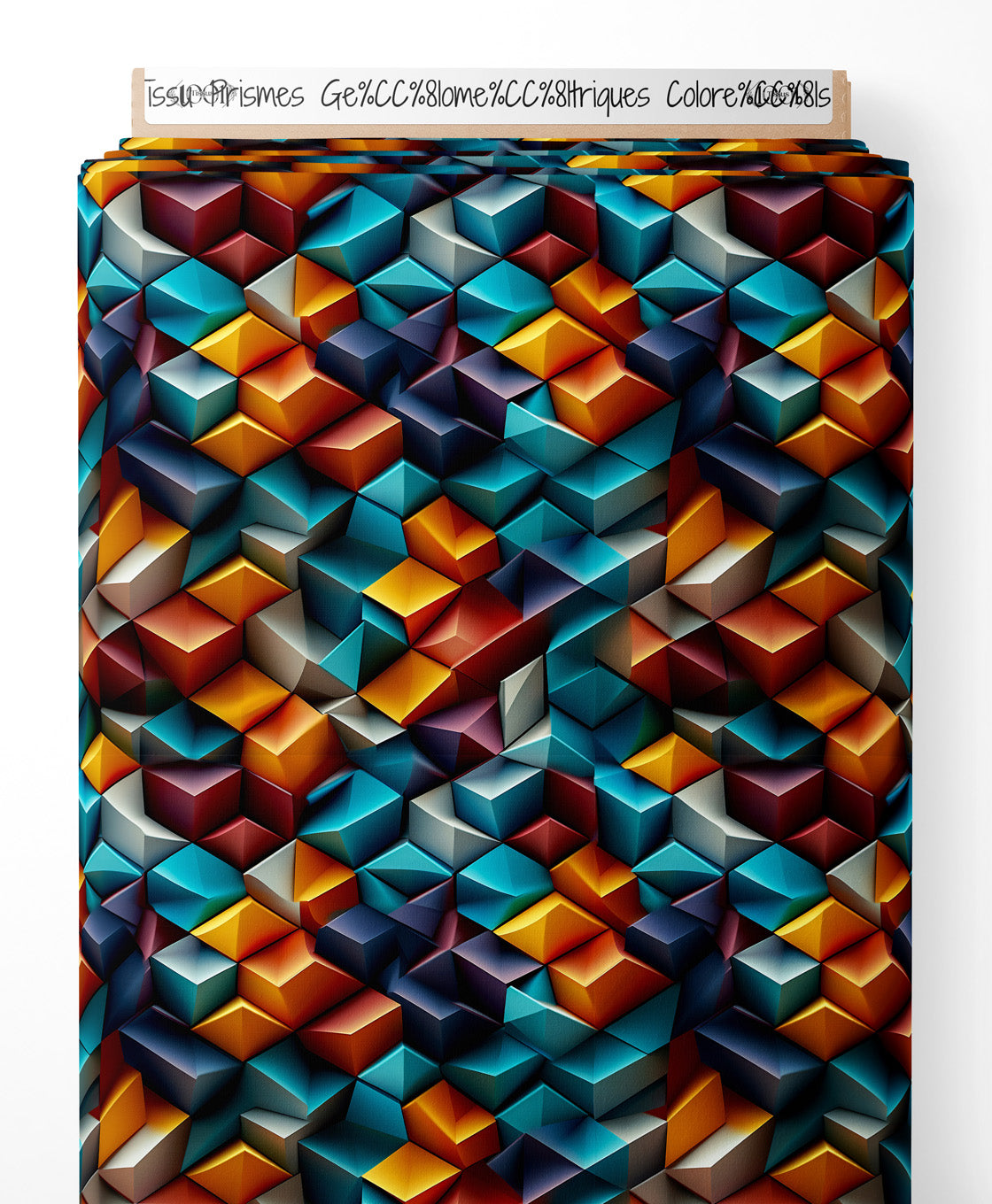 Tissu - Prismes Géométriques Colorés