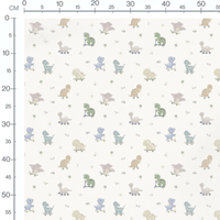 Tissu - Dinosaures colorés et fleuris