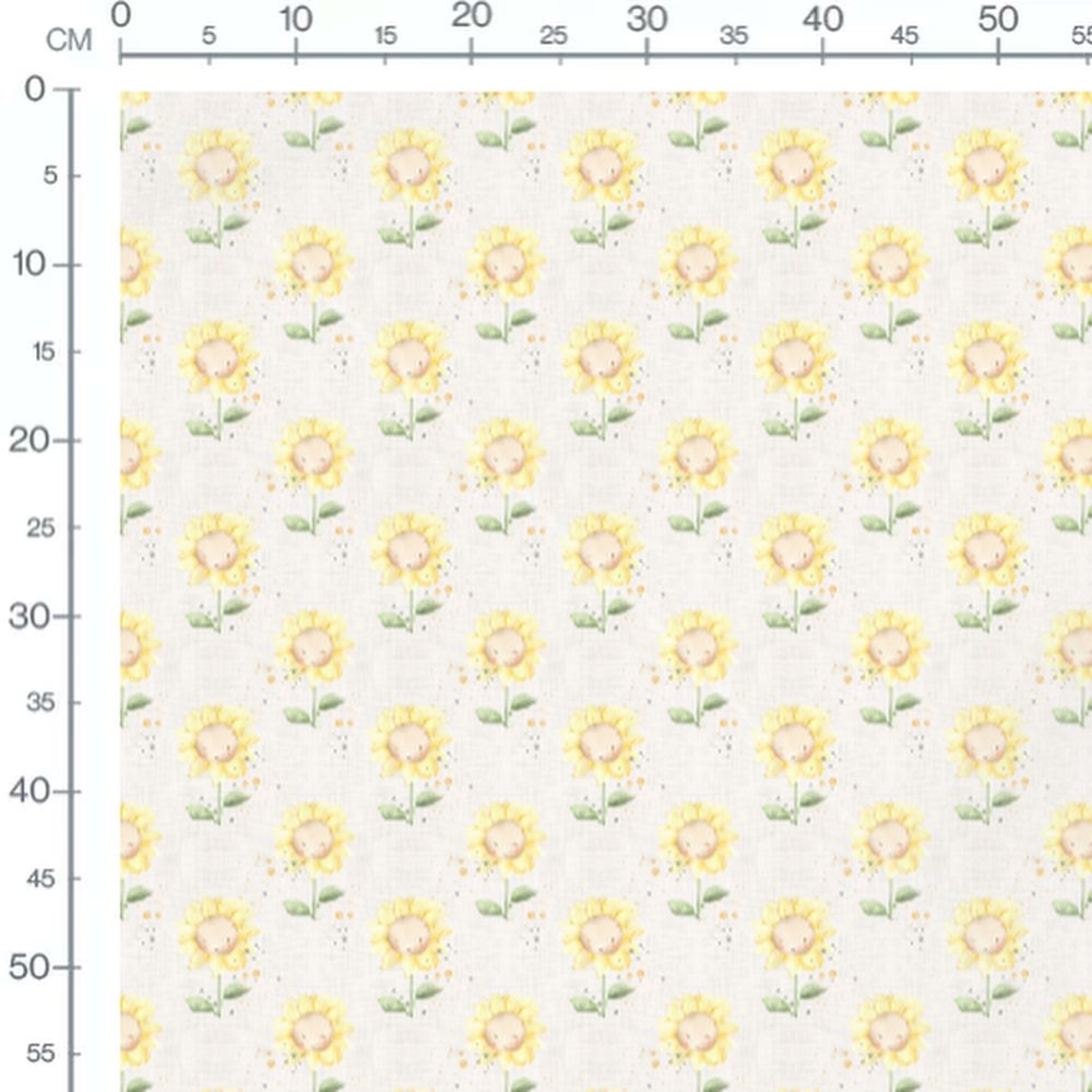 Tissu - Tournesols souriants aquarelle