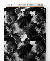 Tissu - Feuillages noirs et blancs