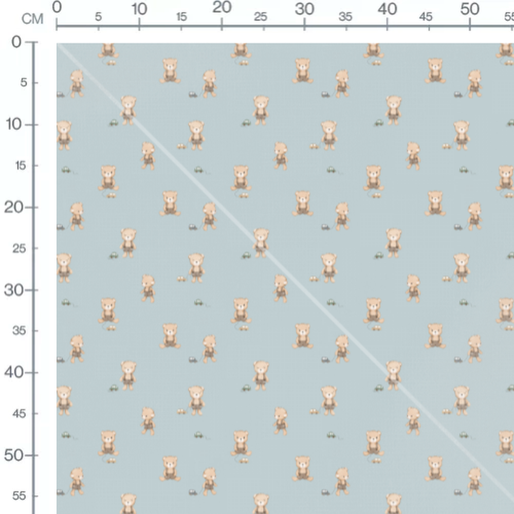Tissu - Oursons sur fond bleu délicat