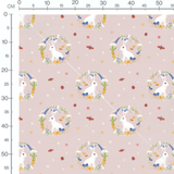 Tissu - Lapins blancs et fleurs colorées