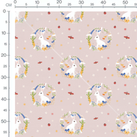 Tissu - Lapins blancs et fleurs colorées
